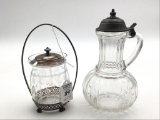 Lot of 2 Including Antique Syrup Pitcher w/ Pewter