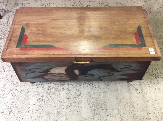 Wood Trunk w/ Painted Duck Design