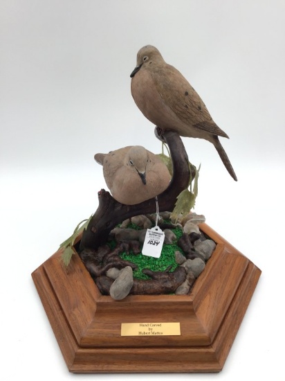 Morning Doves on Display Board by