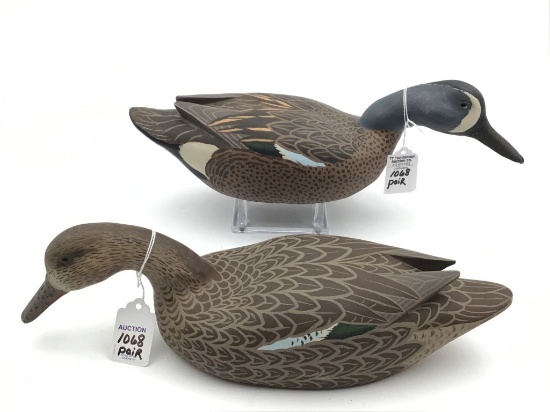 Pair of Blue Wing Teal Marked ATB on Bottom