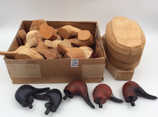 Lg. Group of Various Un-Finished Wood Decoy