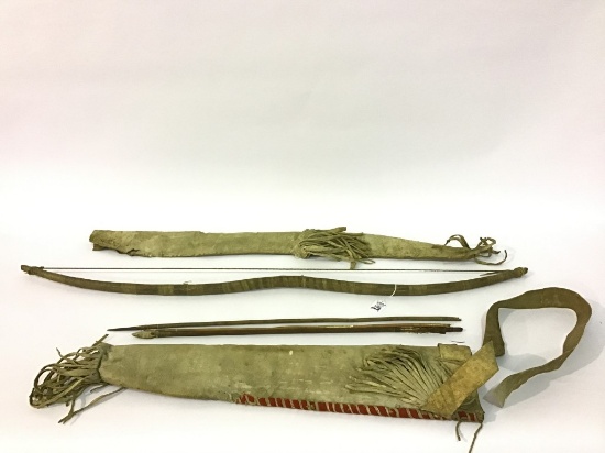 Vintage Bow & Arrows-Both in Original Hide Quivers