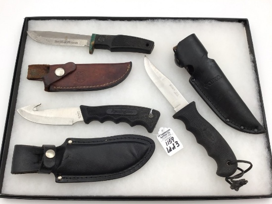Lot of 3 Fixed Blade Knives w/ Sheaths