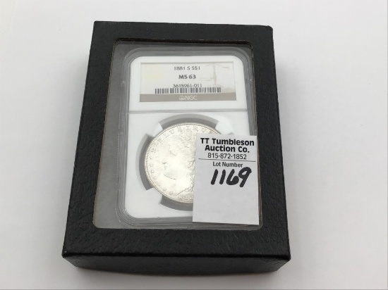 Graded 1881-S M63 Morgan Silver Dollar by NGC