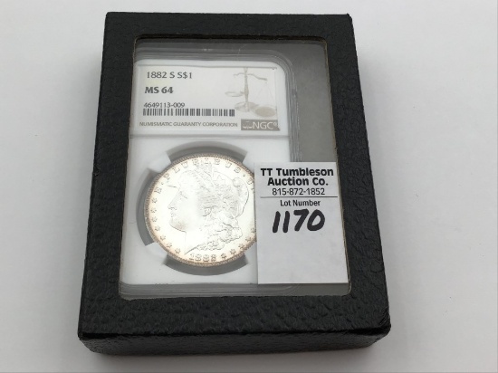 Graded 1882-S MS64  Morgan Silver Dollar by NGC