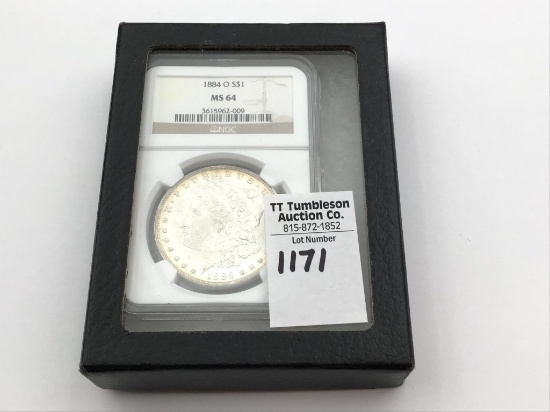Graded 1884-O MS64 Morgan Silver Dollar by NGC