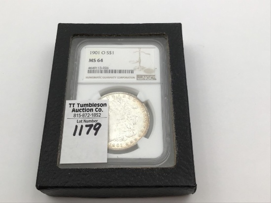 Graded 1901-O MS64 Morgan Silver Dollar by NGC