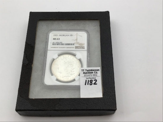 Graded 1921 MS63 Morgan Silver Dollary By NGC