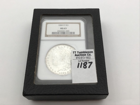 Graded 1884-O  MS63 Morgan Silver Dollar by NGC