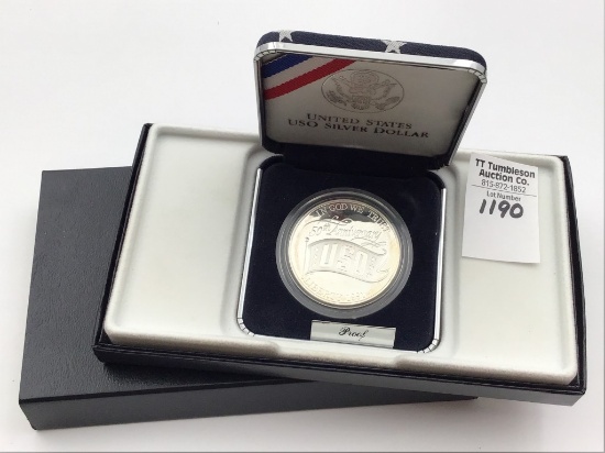United States USO Silver Dollar in Box