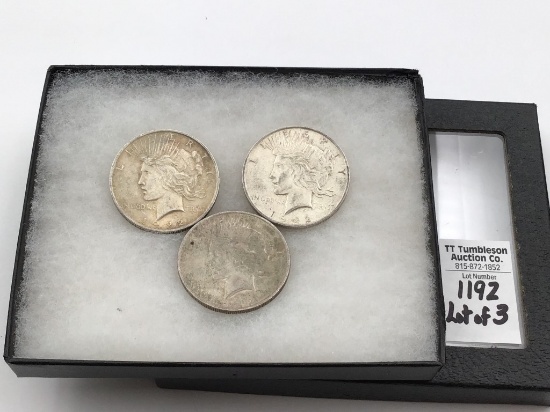 Lot of 3-1922 Silver Peace Dollars