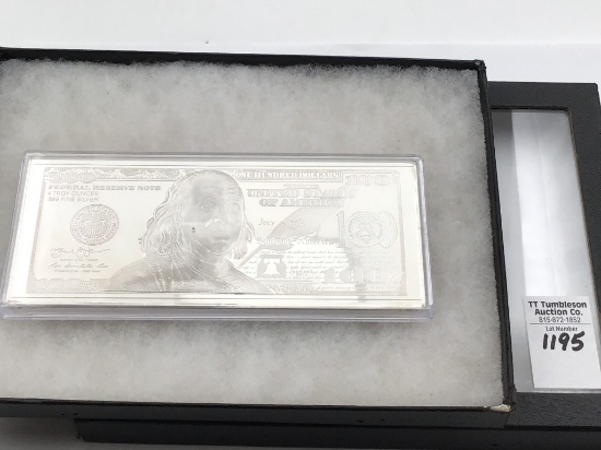 US 100 Silver Bill Washington Mint  4 Troy OZ