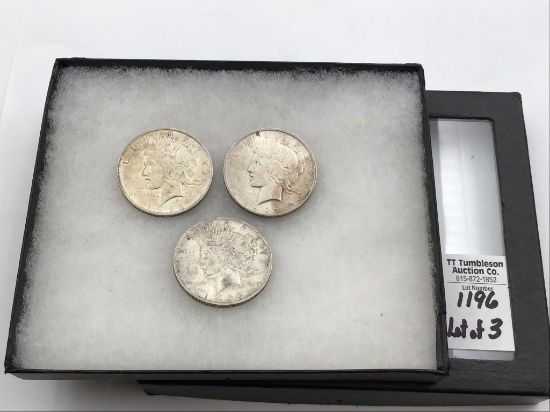 Lot of 3-1922 Silver Peace Dollars
