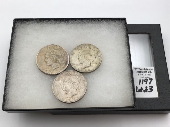 Lot of 3-1922 Silver Peace Dollars