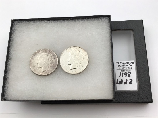 Lot of 2-1922 Silver Peace Dollars