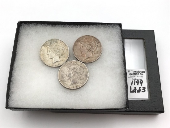 Lot of 3-1922 Silver Peace Dollars