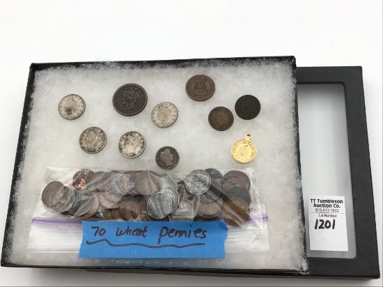 Collection of Coins Including 1847 One Cent Coin,
