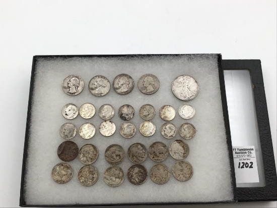 Collection of Coins Including 4-Silver Quarters-