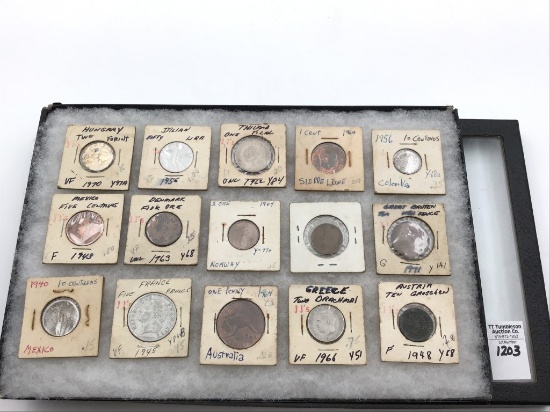 Collection of 15 Various Foreign Coins Including