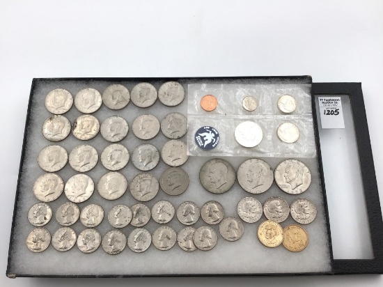 Group of Various Coins Including 20 Kennedy Half