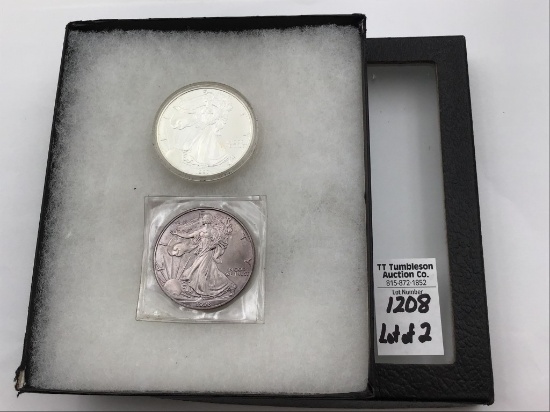 Lot of 2-Liberty 1 OZ Fine Silver One Dollar Coins