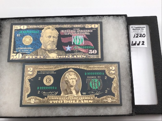 Lot of 2 Black Golden Bank Notes Including