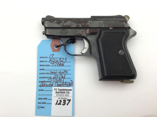 Titan 25 Cal Semi Auto Pistol SN-A06923