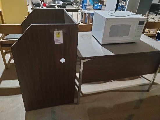 Computer table and microwave