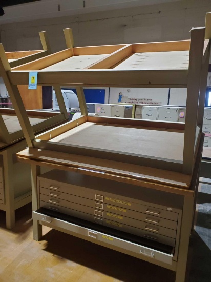 2 drafting tables and one cabinet