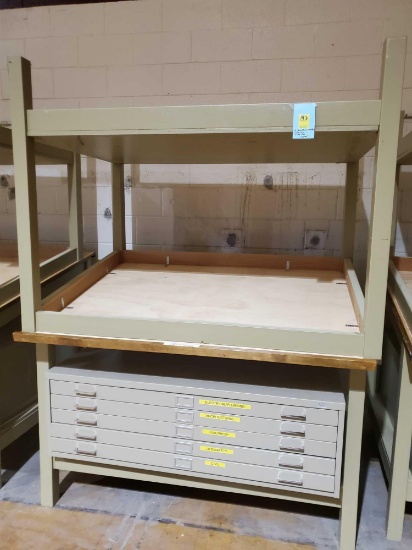2 drafting tables and one cabinet