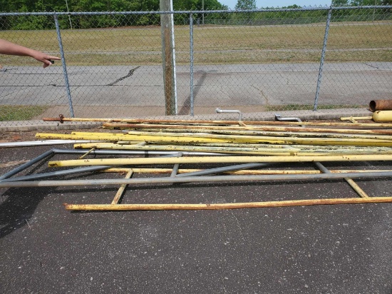 Pallet yellow metal gates and pieces