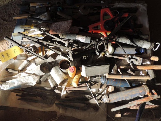 LOT: Wrenches, Hammers, Screw Drivers, Pliers, Grease Guns