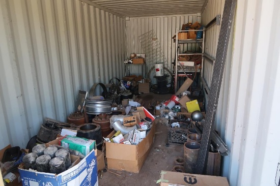 LOT: Contents of Conex Box including Filters, Truck Parts, Shelving