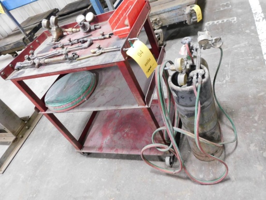 LOT: Torch Unit with Bottles, Hoses, Gauges, Torch