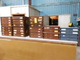 LOT: (9) Steel Parts Indexes with Contents of Screws, Grease Fittings, Roll Pins, Snap Rings, Pop