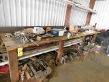 40 in. x 172 in. x 1 in. Steel Work Bench, Shelving Unit with Contents of Assorted Parts & Tools
