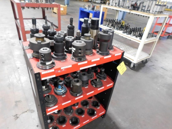 LOT: Tool Rack with (36) Pieces Cat 50 Tool Holders