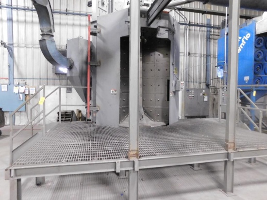 Wheelabrator 2-Wheel Spinner Hanger Blast Cabinet, S/N 10-0450, 53 in. x 89 in. (est.), Dual