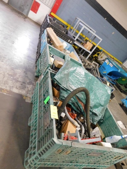 LOT: (5) Collapsible Plastic Totes with Contents of Electrical & Machinery Parts, etc.