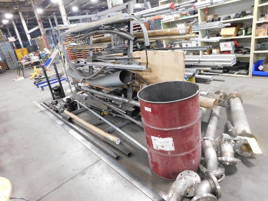 LOT: 4 ft. Wide x 6 ft. High Double-Side Cantilever Rack with Contents of Assorted Pipe, Stainless,