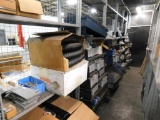 LOT: Contents of Shelving on Lower Left Side of Stairs in Mezzanine including Assorted Electrical
