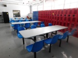LOT: (3) 8-Station Break Area Tables, (2) Round Tables