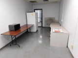 LOT: Contents of (2) Offices including (3) Desks, (2) Chairs, Frigidaire Refrigerator, Microwave