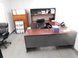LOT: Contents of (1) Office including U-Shaped Desk, File Cabinet, Storage Cabinet, (2) Chairs