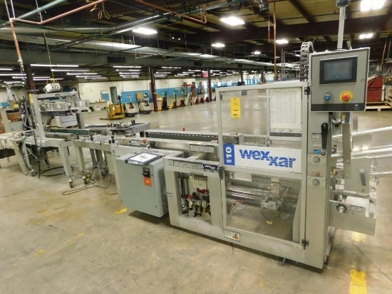 Wexxar WF-10T Automatic Case Erector, S/N 4089, with Auto Feed, Model BEL-252 Case Sealer, Quadrel