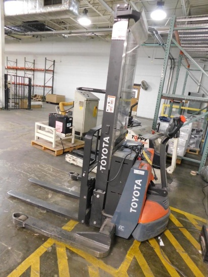 Toyota 2500 lb. Electric Walk-Behind Pallet Stacker Model 8BWS13, S/N 8BWS13-102-19, 24 Volt, with