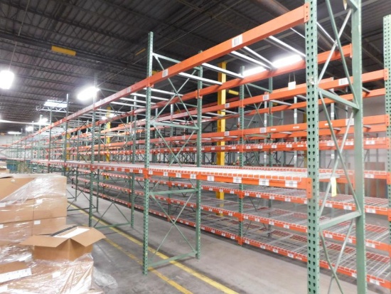 LOT: (14) Sections Multi-Tier Pallet Rack, 8 ft. Wide x 12 ft. High x 42 in. Deep, Most with Wire