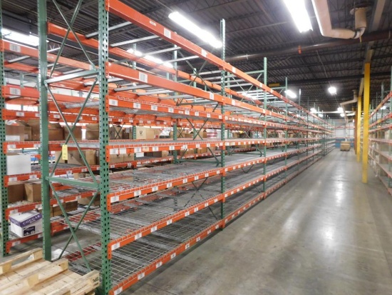 LOT: (16) Sections Multi-Tier Pallet Rack, 8 ft. Wide x 12 ft. High x 42 in. Deep, Most with Wire