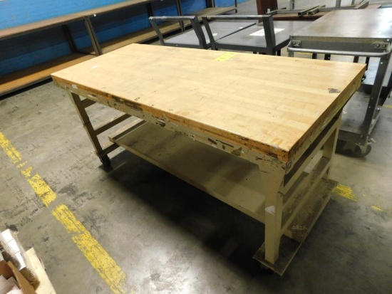 30 in. x 72 in. Rolling Maple Top Work Bench