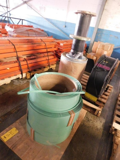 LOT: Assorted Plastic Strapping & Drum Fan